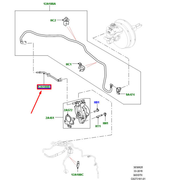 LR048196 - LR RANGE ROVER IV L405 connection hose for vacuum pump LR048196 NEW ORIGINAL