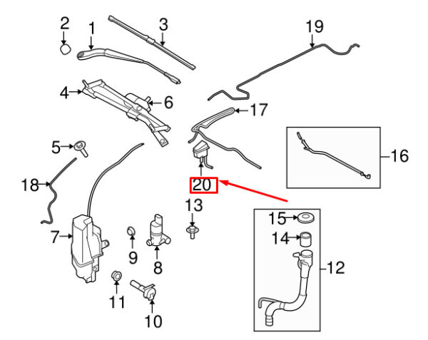 LR048708 - LAND ROVER FREELANDER L359 RIGHT WINDSCREEN WASHER NOZZLE LR048708 NEW GENUINE