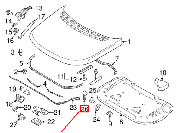 LR050803 - LAND ROVER RANGE ROVER L405 Front Hood Release Handle LR137552 NEW GENUINE