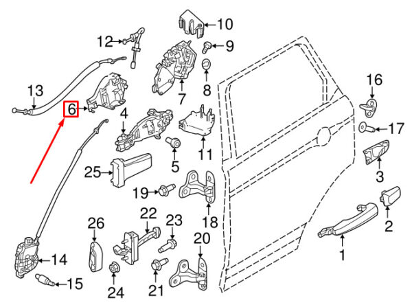 LR050987 - LR DISCOVERY L462 Base Bracket for Rear Exterior Door Handle LR050987 GENUINE