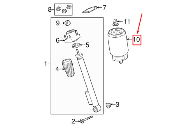 LR052171 - LAND ROVER RANGE ROVER SPORT L494 REAR LEFT AIR SPRING LR052171 NEW GENUINE