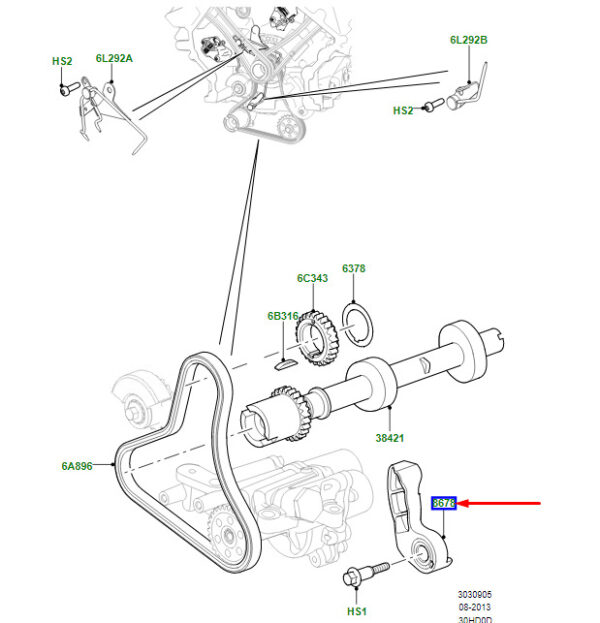 LR052911 - LR Range Rover Velar L560 auxiliary drive chain tensioner LR052911 NEW ORIGINAL