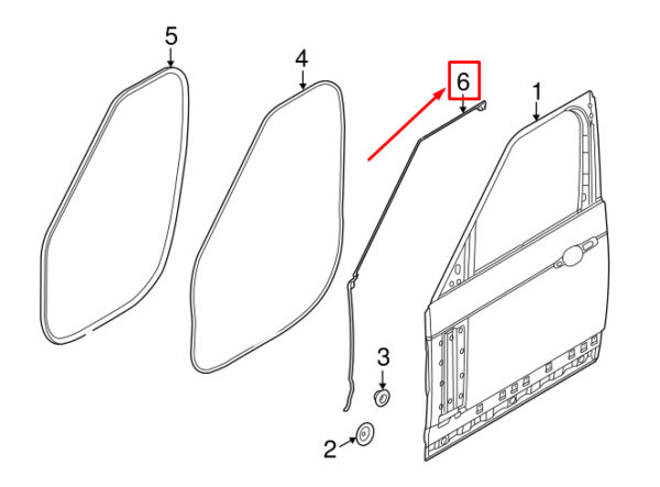 LR054777 - LAND ROVER RANGE ROVER L405 Front Left Top Door Gasket LR054777 NEW Original