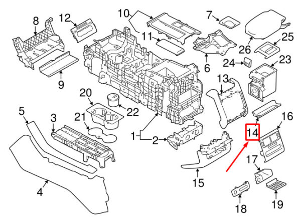 LR055398 - LR RANGE ROVER SPORT L494 Centre Console Rear Panel Mat LR055398 NEW GENUINE