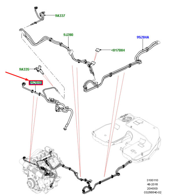 LR057631 - LR RANGE ROVER IV L405 Fuel Supply and Steam Pipe LR057631 NEW ORIGINAL