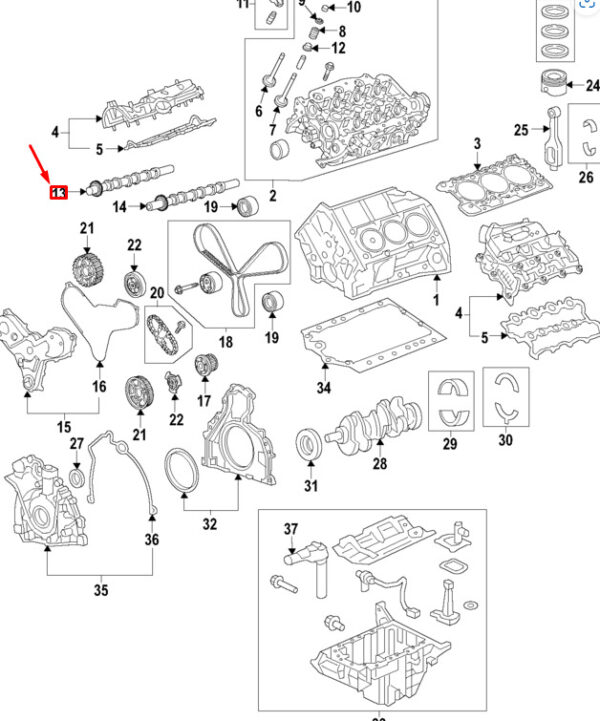 LR057775 - LAND ROVER RANGE ROVER SPORT II L494 Inlet Camshaft LR057775 NEW GENUINE