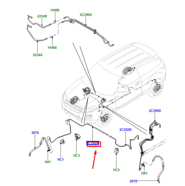 LR058018 - LR Range Rover Evoque L538 Front Right Brake Line LR058018 NEW ORIGINAL