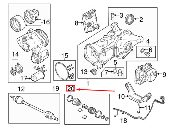 LR058030 - LAND ROVER DISCOVERY SPORT L550 Rear CV Joint Boat Kit LR058030 NEW REAL