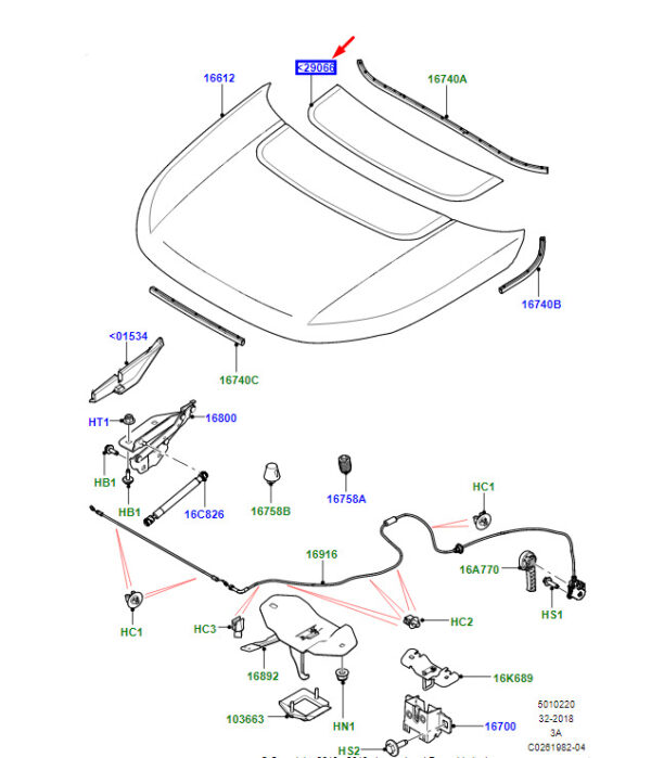 LR058531 - Land Rover Range Rover Velar L560 bonnet molding LR058531, original part