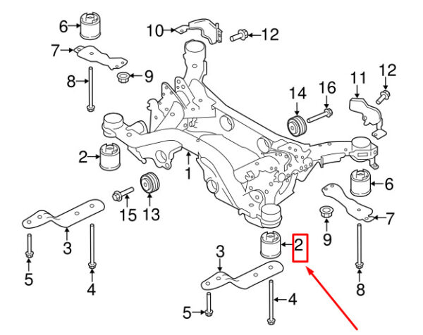 LR060486 - LR DISCOVERY SPORT L550 Rear Suspension Front Insulator LR060486 GENUINE