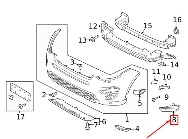 LR061229 - LR DISCOVERY SPORT L550 Front Fog Light Bezel LR061229 NEW