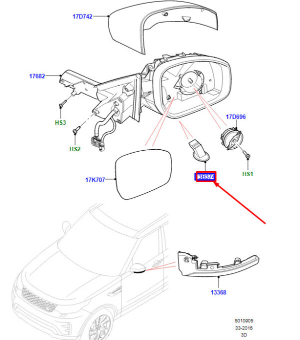 LR083174 - Land Rover Discovery V L462, Right Outdoor Puddle Light, LR083174, Original Part