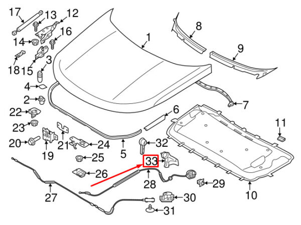 LR083192 - LR DISCOVERY L462 Hood Release Handle Bracket LR083192 NEW GENUINE
