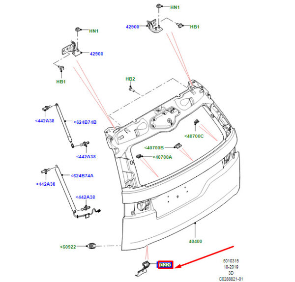LR083286 - Land Rover Discovery V L462 Key Mount LR083286, Original Part