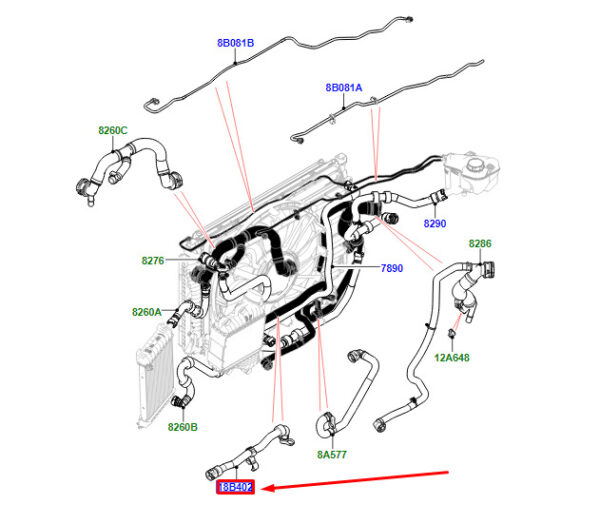 LR133932 - LAND ROVER RANGE ROVER EVOQUE L538 Engine Coolant Hose LR133932 NEW GENUINE