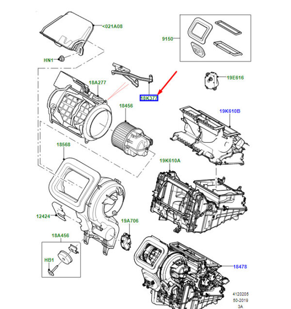 LR134605 - Land Rover Range Rover Velar L560 Heater Regulator Lever LR134605, Original Part