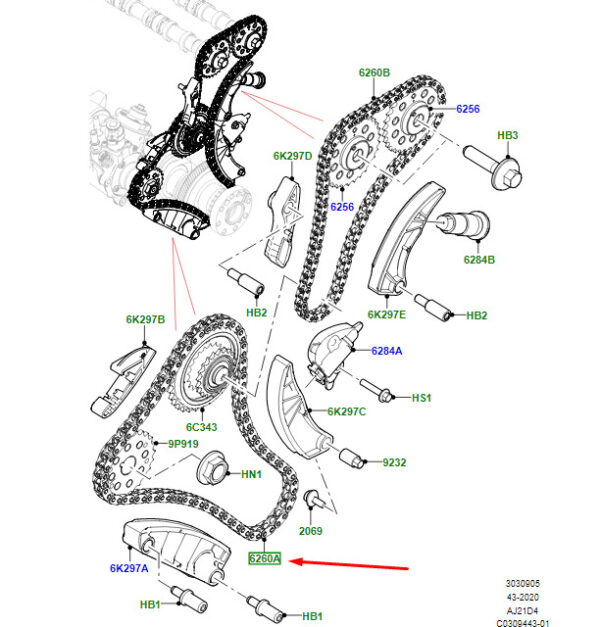 LR139715 - Land Rover Range Rover Velar L560 Primary Control Chain LR139715, NEW, ORIGINAL