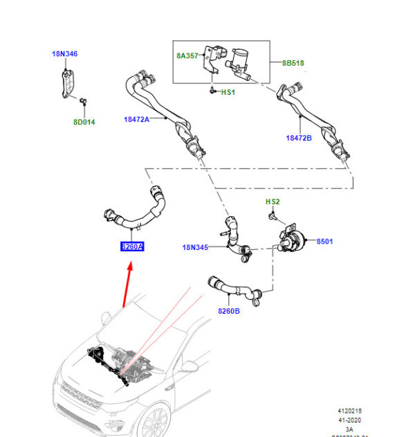 LR139853 - Land Rover Range Rover Velar L560 Engine Heating Hose LR139853, Original Part