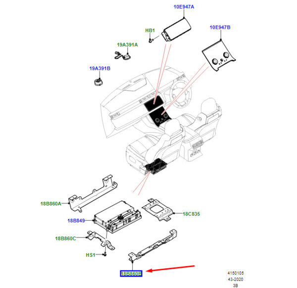 LR141131 - LAND ROVER RANGE ROVER VELAR L560 Rear Amplifier Bracket LR141131 NEW GENUINE