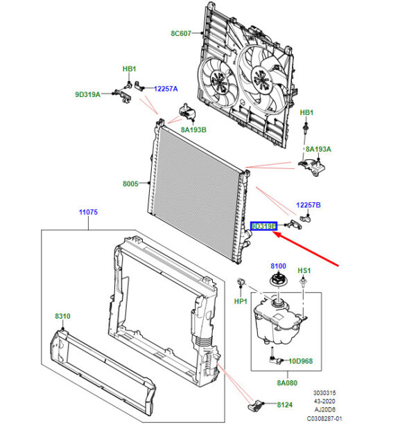 LR141152 - LR RR VELAR L560 Water Charge Air Cooler Left Mount LR141152 NEW ORIGINAL