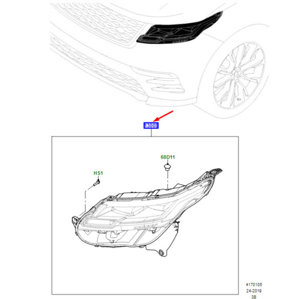 LR141241 - LAND ROVER RANGE ROVER VELAR L560 Front Left Headlight LHD LR141241 NEW GENUINE