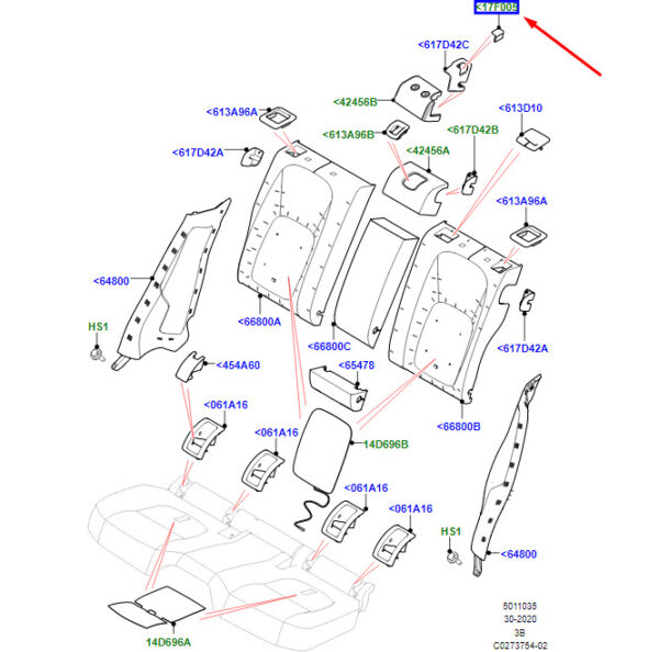 LR141374 - LR Range Rover Velar L560 Rear Seat Back Adjustment Switch LR141374 NEW