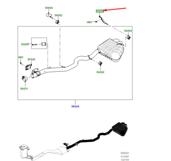 LR141553 - RR Range Rover Velar L560 rear left exhaust bracket LR141553 NEW ORIGINAL