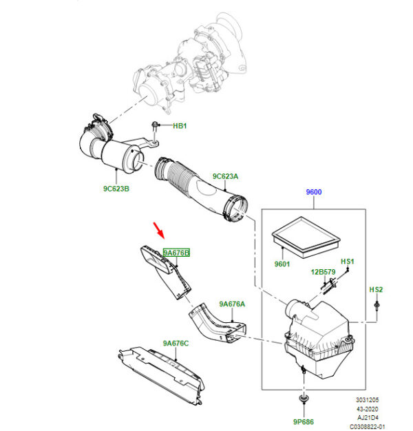 LR141749 - LR Range Rover Velar L560 Upper Dirty Air Channel LR141749 NEW ORIGINAL