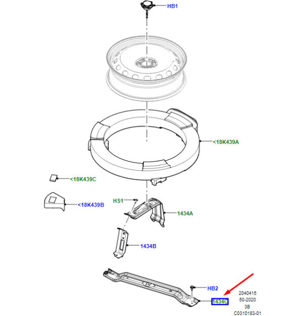 LR141865 - LR Range Rover Velar L560 spare wheel carrier mount LR141865, original part