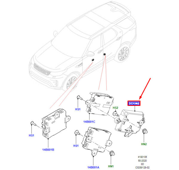 LR142428 - LR DISCOVERY V L462 mount for door control unit rear left LR142428 NEW