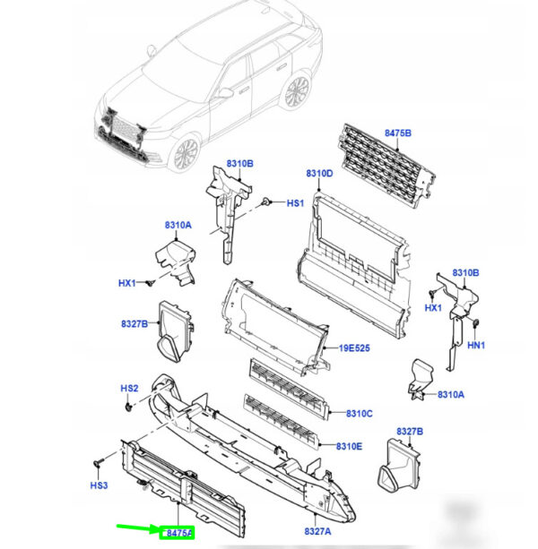 LR142974 - Land Rover Range Rover Velar L560 Radiator Control Flap LR142974, Original Part