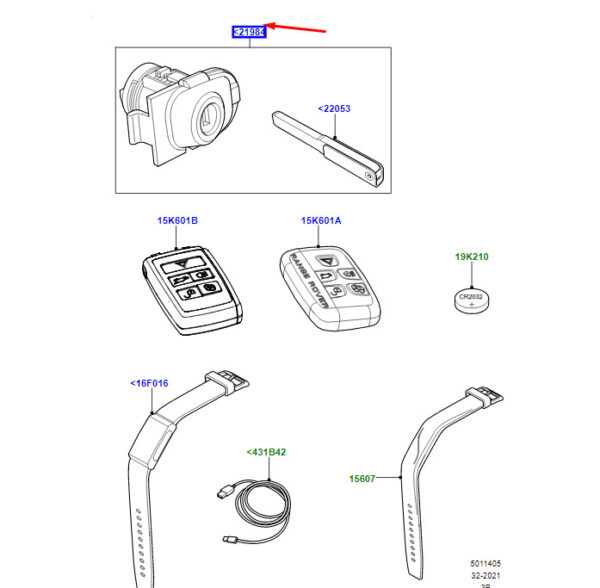 LR143269 - LR Range Rover Velar L560 Complete Vehicle Lock Set Left Hand Handlebar LR143269
