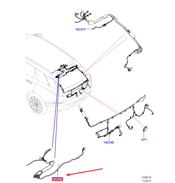 LR145535 - LAND ROVER RANGE ROVER VELAR L560 Tailgate Wiring LR145535 NEW ORIGINAL