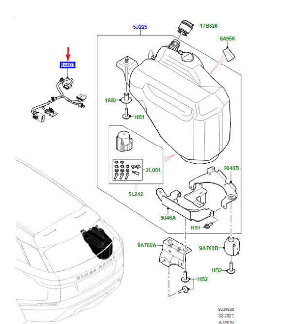 LR146227 - Flue Fluid Cable for LR Range Rover Velar L560 LR146227 NEW Genuine