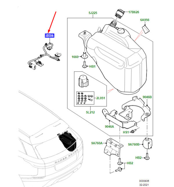 LR146228 - LR Range Rover Velar L560 Flue Fluid Injection System Cable LR146228 New