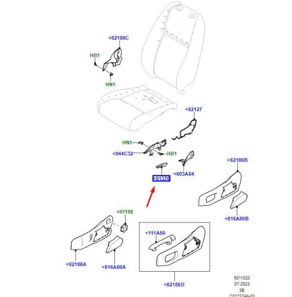 LR148348 - RR Range Rover Velar L560 seat adjustment handle front right LR148348 NEW ORIGINAL
