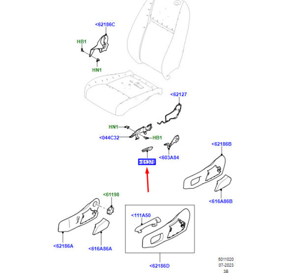 LR148350 - LR Range Rover Velar L560 seat adjustment handle front left LR148350 NEW ORIGINAL