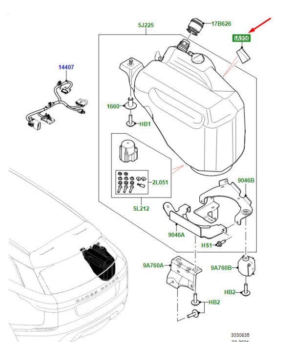 LR150014 - LR RRVELAR L560 Flue Gas Fluid System Energy Absorbing Foam LR150014