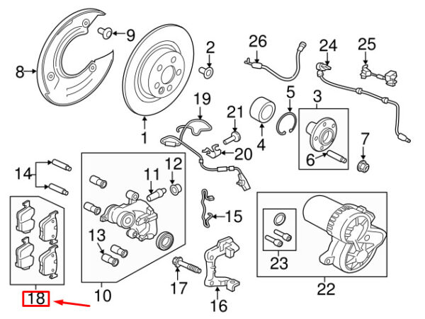 LR160458 - LAND ROVER RANGE ROVER VELAR L560 rear brake pads LR160458 NEW ORIGINAL