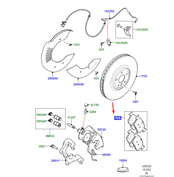 LR160511 - LAND ROVER RANGE ROVER VELAR L560 Front Brake Pading Kit LR160511 NEW ORIGINAL