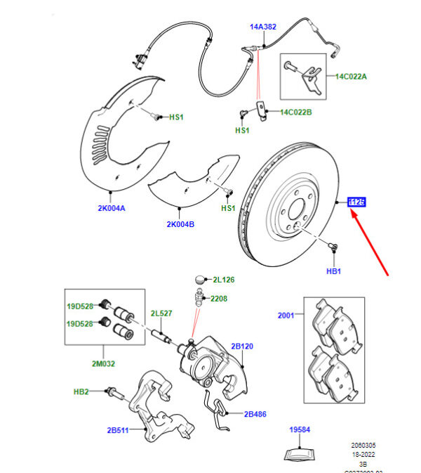 LR161917 - Front brake disc for LR Range Rover Velar L560 front LR161917 original part