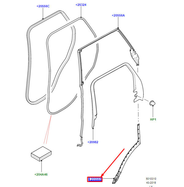 LR163140 - LR Range Rover Sport II L494 Door Gasket Bottom Rear Left LR163140 NEW