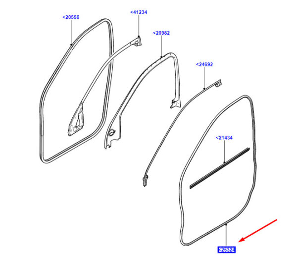 LR178717 - Land Rover Range Rover Velar L560 Front Right Door Gasket LR178717 NEW ORIGINAL