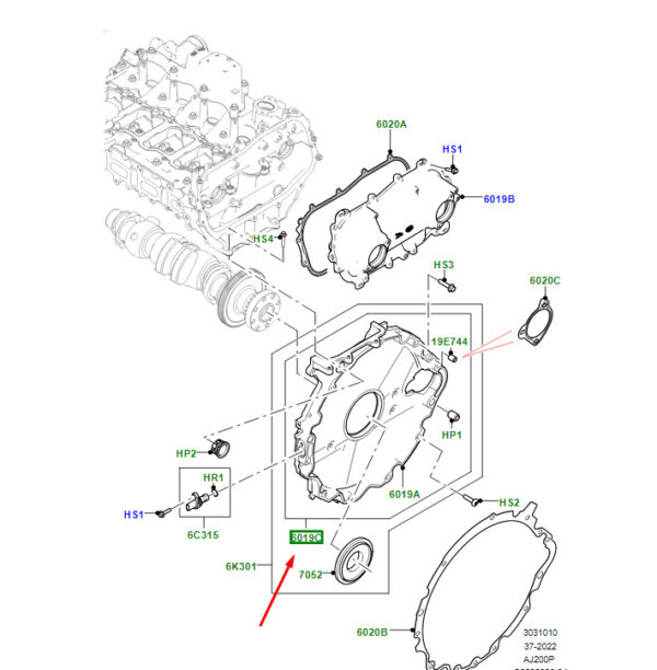 LR179198 - Land Rover Range Rover Velar L560 Control Gear Cover LR179198, Original Part