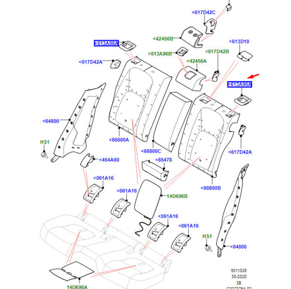 LR180197 - RR Range Rover Velar L560 Rear Seat Back Lock Cover LR180197 NEW