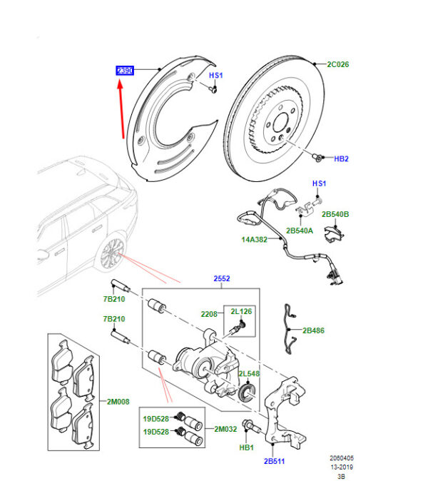 LR180367 - LR Range Rover Velar L560 rear left brake disc protector LR180367 NEW ORIGINAL