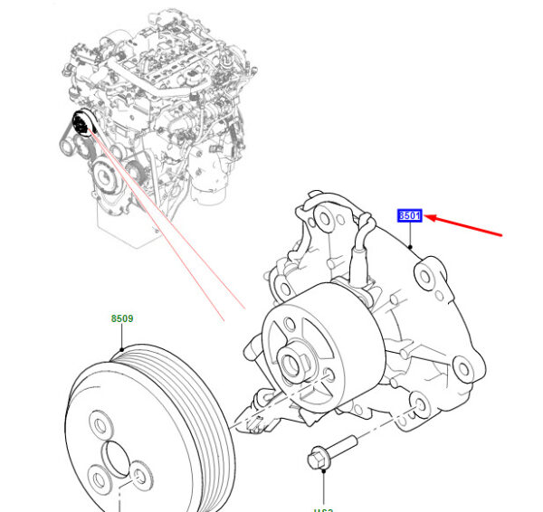 LR180393 - Water pump for Land Rover Range Rover Velar L560, LR180393, original part