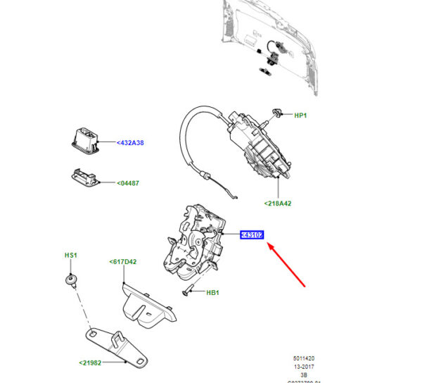 LR185450 - Tailgate Latch for Land Rover Range Rover Velar L560, LR185450, NEW, Original