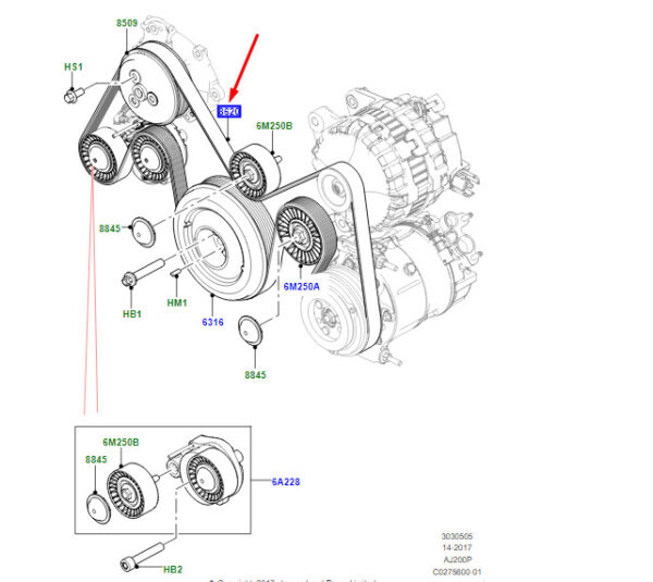 LR186378 - Belt for Land Rover Range Rover Velar L560, LR186378, Genuine Part