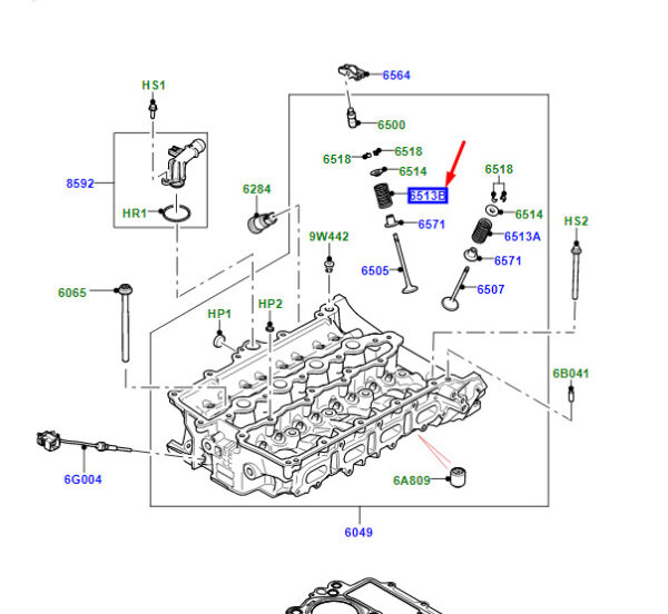 LR186987 - LR Range Rover Velar L560 Exhaust Side Valve Spring LR186987 NEW Original